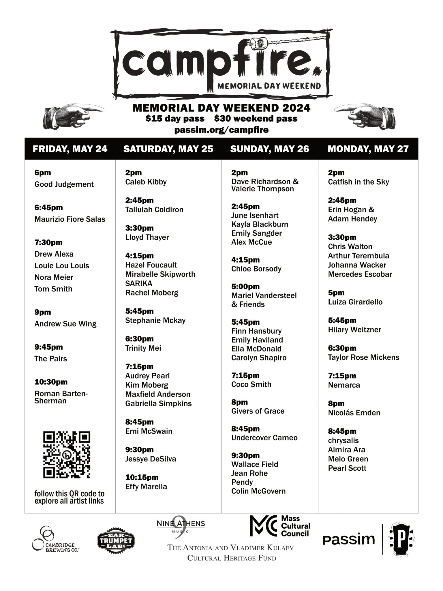 memorial day 2024 campfire schedule